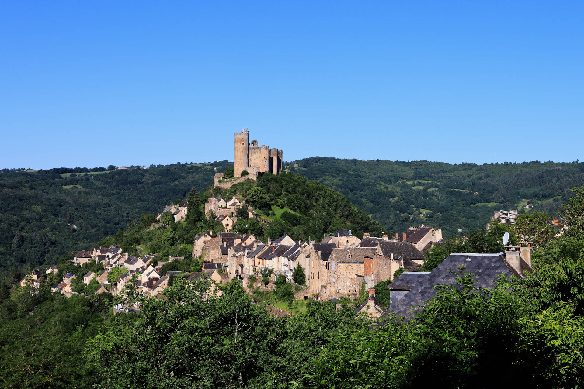 Château et village vue depuis le chemin de ronde