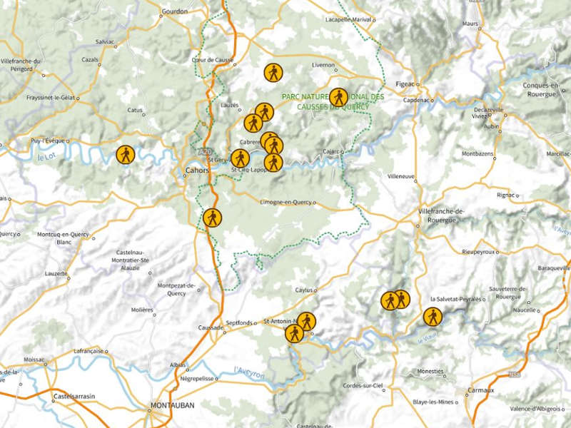 Carte itinéraires guide randonnée Lot Quercy